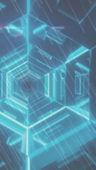 Wall Mural - animation of light trails over digital tunnel