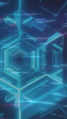 Wall Mural - animation of light trails over digital tunnel