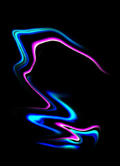 Wall Mural - abstract colorful neon blue pink rainbow holographic holo photography overlay on black background