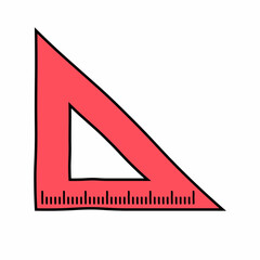 Sticker - hand drawn of triangular ruler vector icon isolated on white background