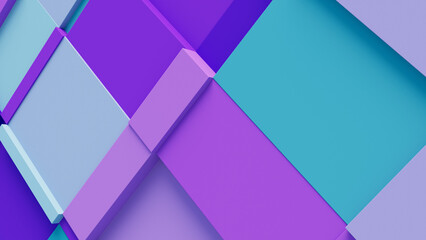 Purple and Turquoise Tech Background with a Geometric 3D Structure. Clean, Minimal design with Simple Futuristic Forms. 3D Render.