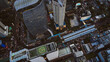 Bangkok aerial view from the drone to downtown Sathorn area with conterporary architecture