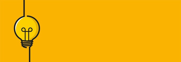 Minimal line illustration background of lamp in yellow colours.