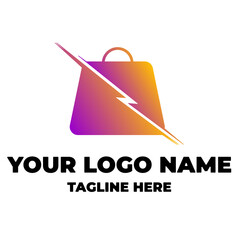 flash shopping bag icon. vector illustration