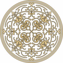 Vector Round Gold Classic Ornament. Circle With European Classical Ornament. Ancient Greece, Roman Empire. Renaissance, Borocco