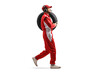 © Ljupco Smokovski - Full length profile shot of a race team member carrying a car tire