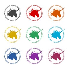 Poster - Unicorn circle logo icon color set