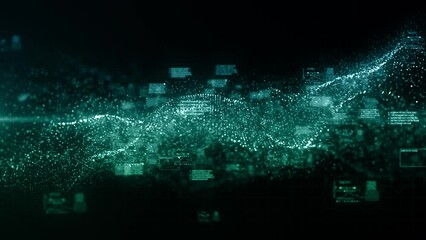 Digital cyberspace with animation numbers, Technology digital big data network connettion, Technology abstract background concept. Seamless Loop animation 4K