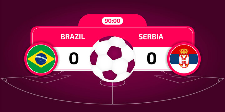 Wall Mural - World Cup 2022. Brazil vs Serbia. Qatar 2022 soccer match. Football championship duel versus teams. Vector illustration.