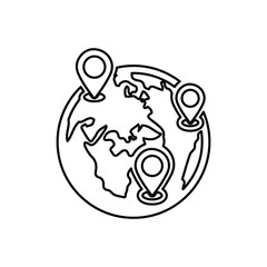 Location, map, world line icon. Outline vector.