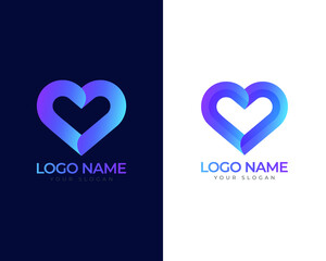 Modern Creative Two Concept Love Relation Logo With Gradient Colour And Premium Vector