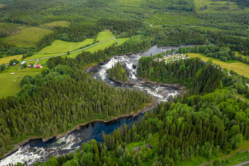 Wall Mural - Ristafallet waterfall in the western part of Jamtland is listed as one of the most beautiful waterfalls in Sweden.