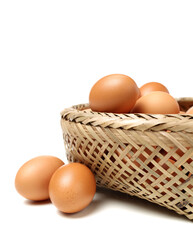 brown eggs on white background