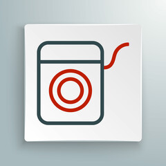 Poster - Line Dental floss icon isolated on white background. Colorful outline concept. Vector