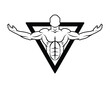 V shape bodybuilding , muscles, biceps pose, vector illustration