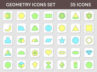 Poster - Colorful Set Of Geometry Icons On Square Background.