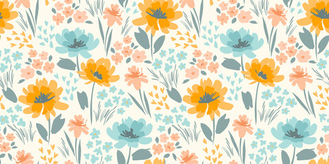 Poster - Floral abstract seamless pattern. Vector design for different surfases.