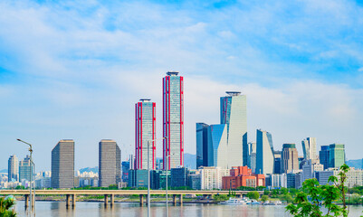 Wall Mural - Cityscape view of Yeouido, Seoul at day time