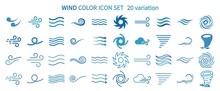 Icon Set Related To Wind And Waves