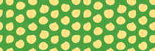 Wide Horizontal Vector Seamless Pattern Background With Chickpeas, Chick Pea Seeds For Healthy And Vegan Food Design.