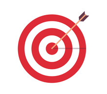 Dartboard Arrow And Business Success Achievement Concept Flat Vector Illustration.