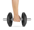 © Retouch man - Hand holding dumbbell on isolated white background