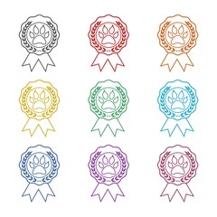 Sticker - Pet award symbol icon color set isolated on white background