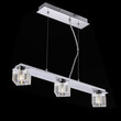 Ceiling aluminum chandelier with glass lamps on black background