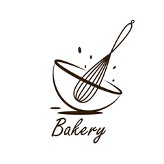 Bakery logo design. Bakery sign vector. Whisk logo design.