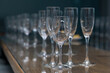 Wine glasses for the degustation on the table