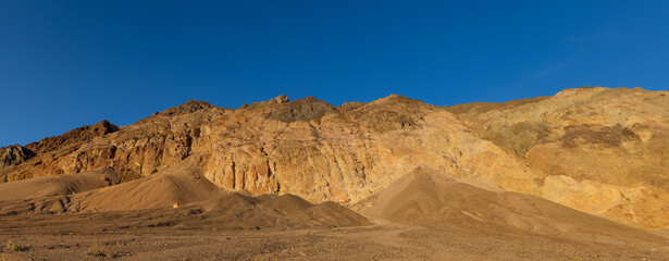 Poster - Panoramic view of sandstone hills near Furnace creek in death valley national park.