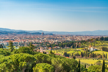 Poster - florence, panorama, tuscany, scenic view, settignano, fiesole, italy, florentine, cityscape, landscape, travel, tourism, heritage, landmark, destination, attraction, sightseeing, firenze, tuscan, euro