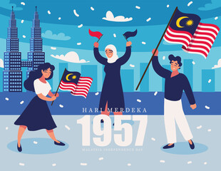 Wall Mural - people celebrating hari merdeka festive