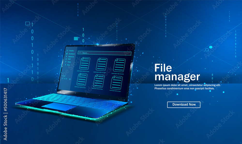 File manager. File management. The landing page of the file transfer ...