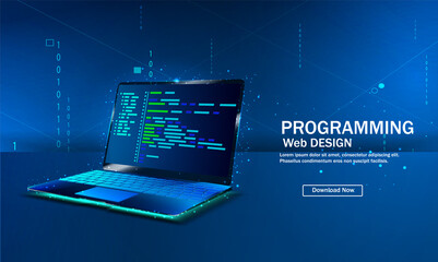 Wall Mural - software, web development, programming concept. abstract programming language and program code on a 
