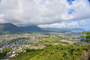 Wall Mural - View overlooking the city of Kaneohe