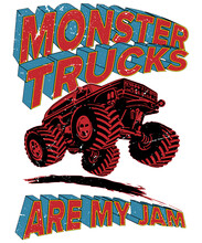 Monster Trucks Are My Jam Typography Logo T-shirt Design, Unique And Trendy, Apparel And Other Merchandise. Print For T-shirt, Hoodie, Mug, Poster, Label, Etc.