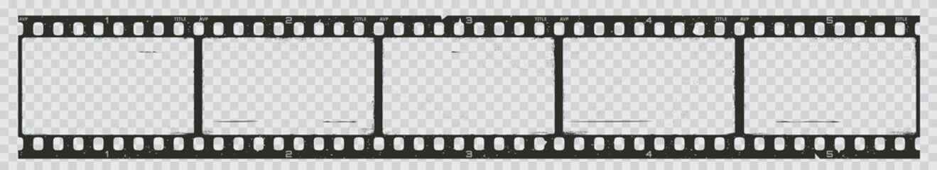 old grunge movie film long strip, vintage filmstrip roll frame, vector photo background. video or mo