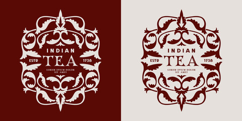 Sticker - Template decorative label for Indian tea