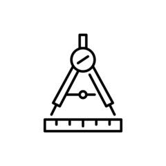 Wall Mural - compass tool and a ruler. pixel perfect, editable stroke icon