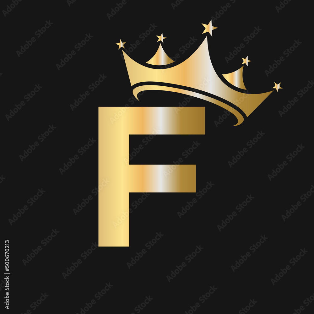 Letter F Crown Logo. Crown Logo on Letter F Vector Template for Beauty ...