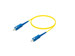 fiber optic patch cord cable on isolated white background