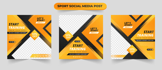 Wall Mural - set of gradient training sports and gym for social media post banner suitable for promotional banner