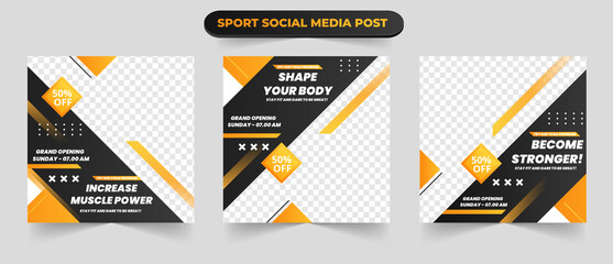 Wall Mural - set of gym and training sports for social media post banner promotional banner and flyer template de