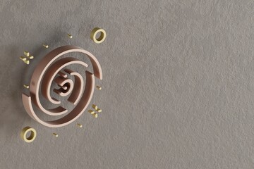 Poster - Beautiful abstract illustrations Golden Galaxy and start symbol icons on a gray wall background. 3d rendering illustration. Background pattern for design. Space exploration