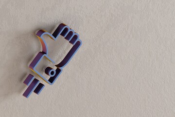 Poster - Beautiful abstract illustrations blue Thumbs Up  symbol icons on a wall beton background. 3d rendering illustration. Background pattern for design. Seo And Business.