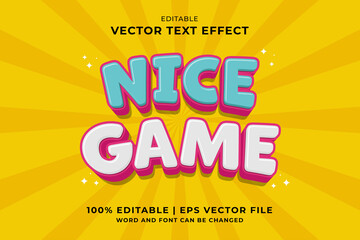 Poster - Editable text effect Nice Game 3d Cartoon template style premium vector