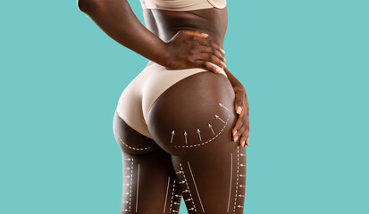 closeup of african american woman in panties showing slender body