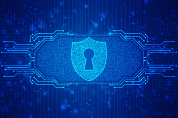 Protect and Security concept. Digital Shield on abstract technology background, Cyber security and information or network protection. Future technology web services for business and internet project