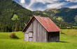 Old wooden hut Alps Bavaria Germany